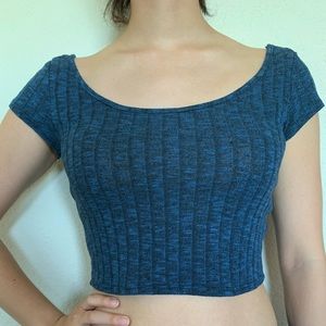 F21 (EUC)✨NAVY HEATHER BLUE CROP TOP